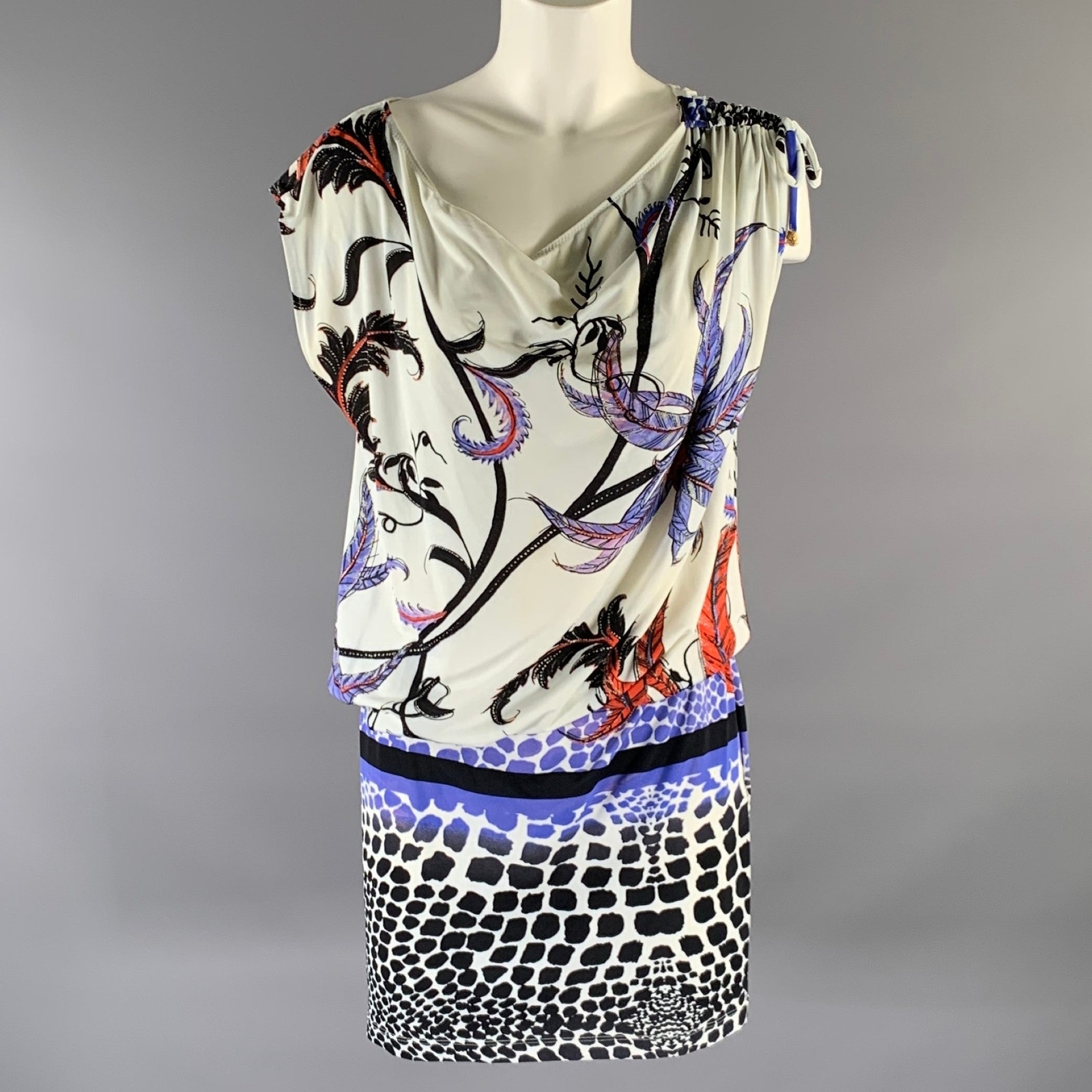 Roberto Cavalli Size M Nylon Blend Feather Drop Waist Dress